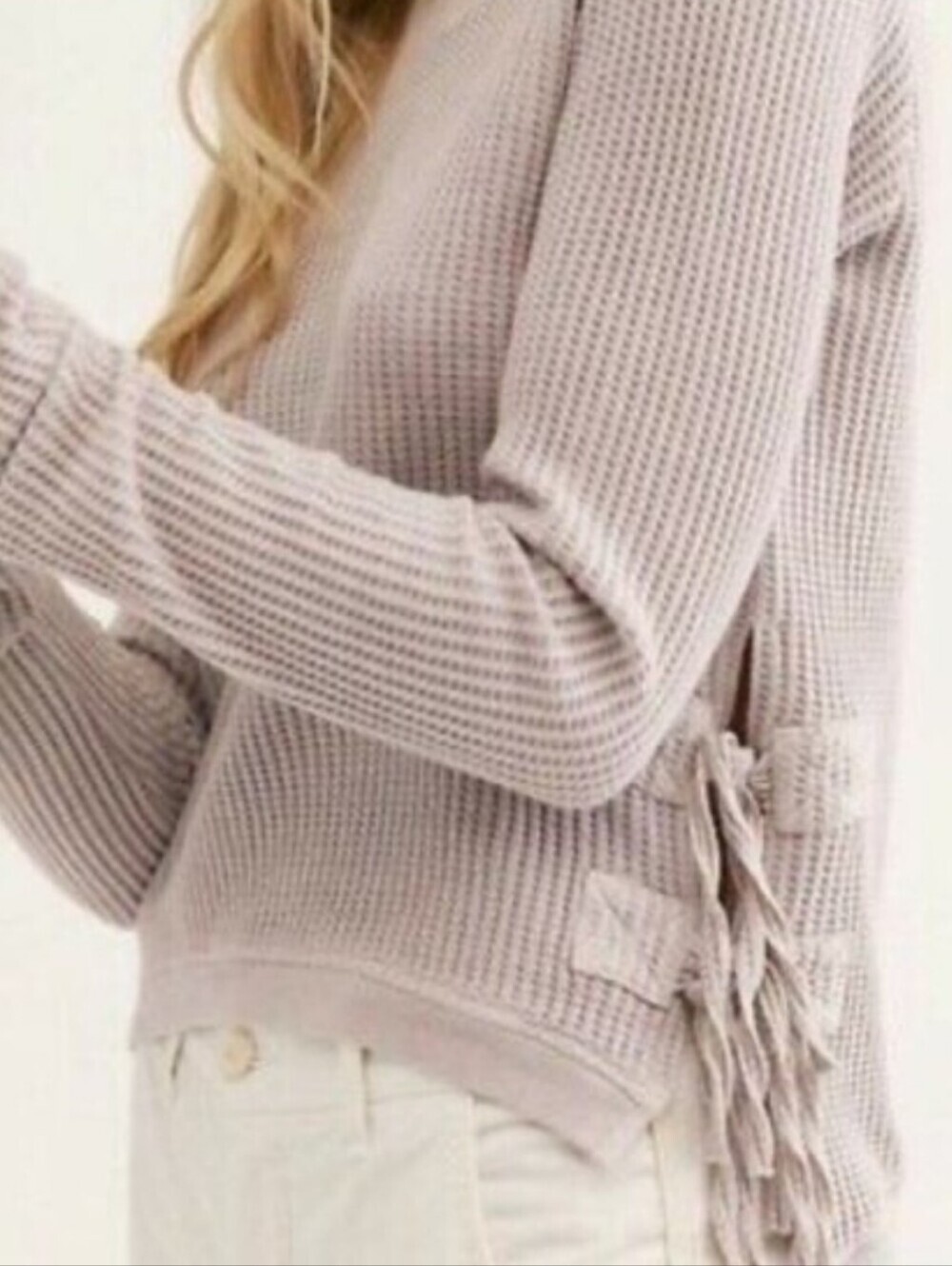 Free People Interlaken Waffle Side Tie Top Large